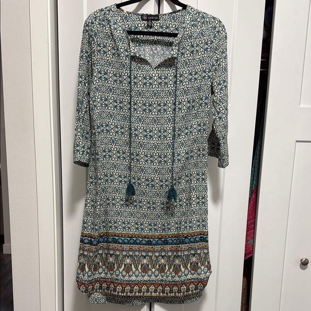 Carre Noir  Bohemian Patterned Dress with Tassels